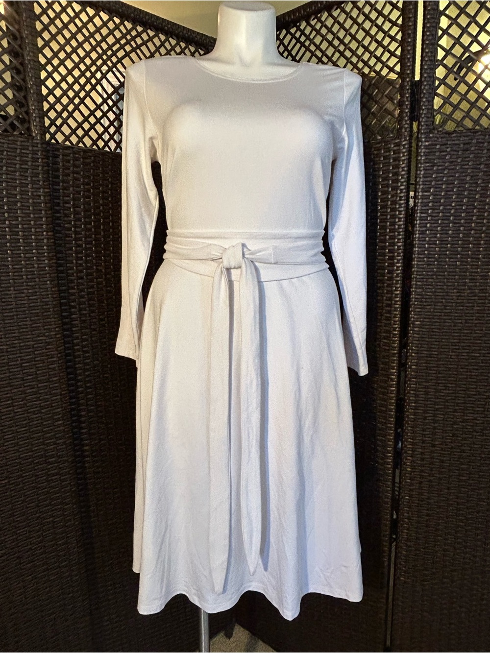 Eloquii White Long-Sleeve Tie-Waist Midi Dress NWT
